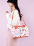 Graphic Print Tote Bag Double Handle With Bag Charm