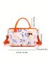 Graphic Print Tote Bag Double Handle With Bag Charm