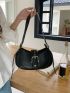 Eyelet & Buckle Decor Hobo Bag PU