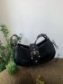 Eyelet & Buckle Decor Hobo Bag PU