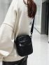 Minimalist Square Bag Mini Zipper Black Adjustable Strap