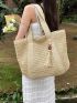 Minimalist Straw Bag Oversized Tassel Decor Vacation