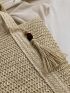 Minimalist Straw Bag Oversized Tassel Decor Vacation