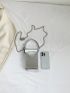 Minimalist Square Bag Mini Top Handle Silver Funky