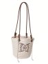 Geometric Pattern Straw Bag Medium Drawstring Design Vacation