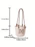 Geometric Pattern Straw Bag Medium Drawstring Design Vacation