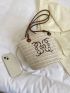 Geometric Pattern Straw Bag Medium Drawstring Design Vacation