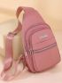 Mini Sling Bag Letter Decor Pink Zip Front