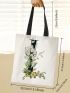 Small Shopper Bag Letter & Floral Graphic Preppy