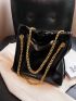 Medium Tote Bag Letter Detail Chain Handle Drawstring Design