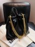 Medium Tote Bag Letter Detail Chain Handle Drawstring Design