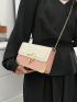 Mini Flap Square Bag Embroidered Detail Heart Decor PU