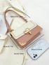 Mini Flap Square Bag Embroidered Detail Heart Decor PU