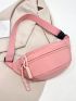 Minimalist Fanny Pack Zipper Pink Medium Casual