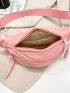 Minimalist Fanny Pack Zipper Pink Medium Casual