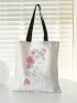 Flower Graphic Shopper Bag Small Preppy Canvas