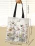 Flower Graphic Shopper Bag Small Canvas Preppy