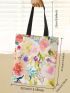 Flower Graphic Shopper Bag Small Canvas Preppy