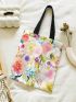 Flower Graphic Shopper Bag Small Canvas Preppy