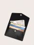 Litchi Embossed Card Holder Pu Black Letter Detail Card Holder For Storage Credit Cards