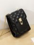 Quilted Square Bag Mini Black Metal Decor Elegant