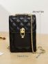 Quilted Square Bag Mini Black Metal Decor Elegant