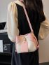 Mini Bucket Bag Two Tone Buckle Decor Fashion Style