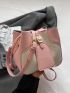 Mini Bucket Bag Two Tone Buckle Decor Fashion Style