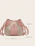 Mini Bucket Bag Two Tone Buckle Decor Fashion Style