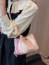 Mini Bucket Bag Two Tone Buckle Decor Fashion Style