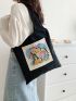 Cute Style Shopper Bag Cartoon Figure Print