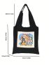 Cute Style Shopper Bag Cartoon Figure Print