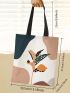 Plant Print Shopper Bag Double Handle Canvas