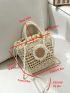 Mini Straw Bag Flower Decor Drawstring Detail