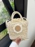 Mini Straw Bag Flower Decor Drawstring Detail