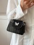 Mini Square Bag Crocodile Embossed Butterfly Decor