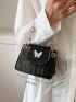 Mini Square Bag Crocodile Embossed Butterfly Decor