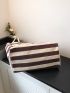 Oversized Shopper Bag Stripe Pattern Double Handle