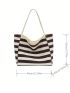 Oversized Shopper Bag Stripe Pattern Double Handle