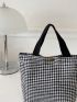 Medium Satchel Bag Houndstooth Pattern Double Handle Fashion Style