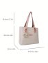 Letter Patch Tote Bag Double Handle Embossed Design With Bag Charm