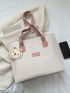 Letter Patch Tote Bag Double Handle Embossed Design With Bag Charm