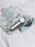 Clear Square Bag Flap Top Handle With Baby Blue Inner Pouch