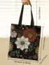 Small Shopper Bag Flower Pattern Double Handle For Daily