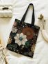 Small Shopper Bag Flower Pattern Double Handle For Daily