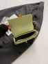 Mini Square Bag Green Metal Decor Chain Strap For Daily