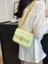 Mini Square Bag Green Metal Decor Chain Strap For Daily