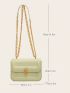 Mini Square Bag Green Metal Decor Chain Strap For Daily