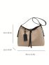 Polyester Hobo Bag Buckle Decor Letter Detail