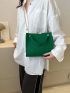 Crocodile Embossed Square Bag Green Fashionable Chain Strap